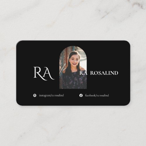 Modern Professional Black White Monogram Photo Business Card