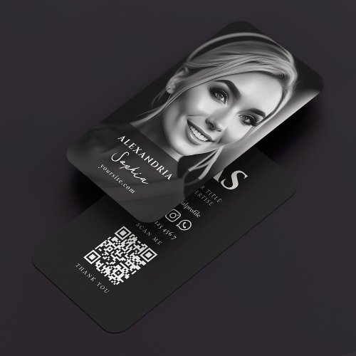 Modern Professional Black White Photo Transparent Business Card