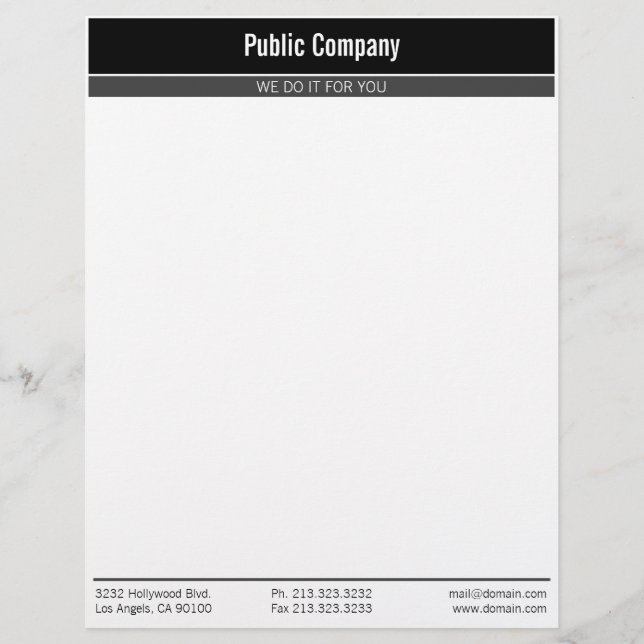 Modern Professional Black with Dark Gray Letterhead (Front)
