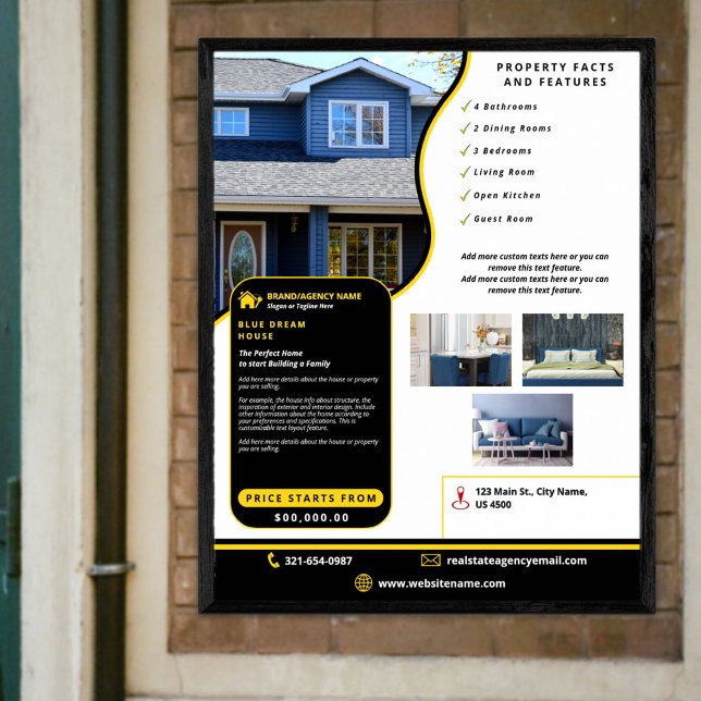 Modern Professional Black Yellow Real State Custom Poster (Creator Uploaded)