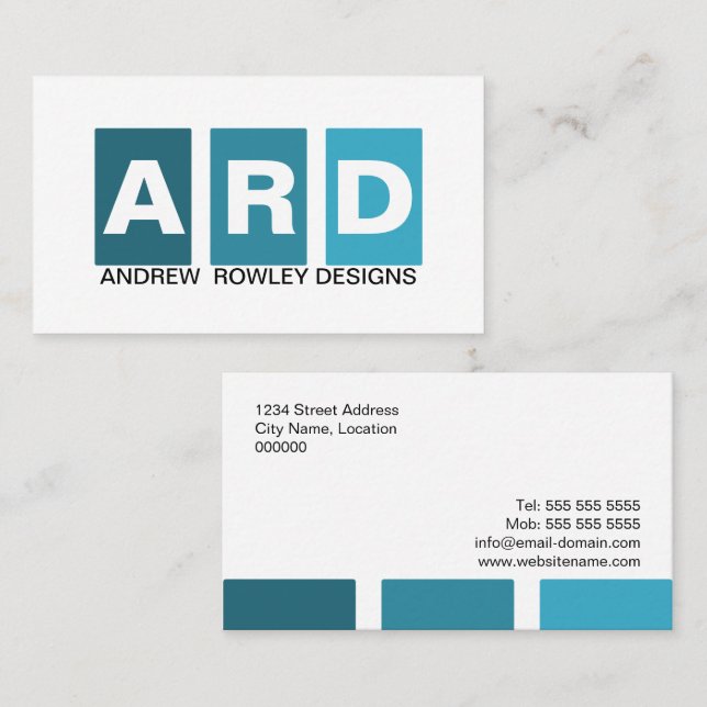 Modern Professional Blue Business Card (Front/Back)