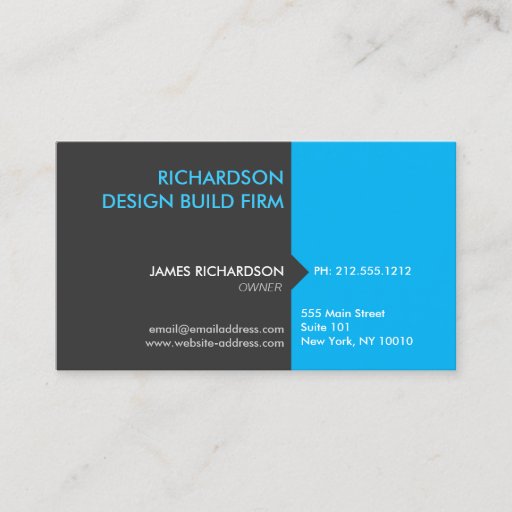 Customizable MODERN &amp; PROFESSIONAL BLUE/DK GRAY Business Card
