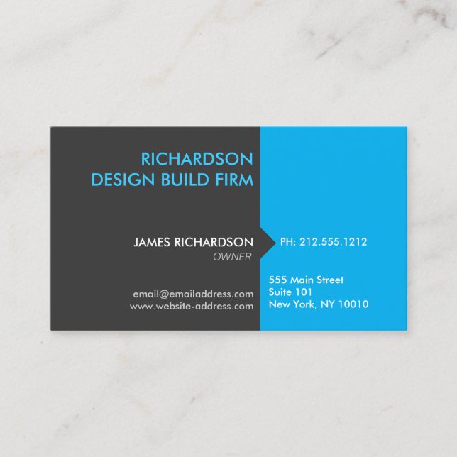 MODERN & PROFESSIONAL BLUE/DK GRAY Business Card (Front)