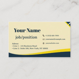 Modern Professional Blue Gold Business Card 