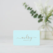 Modern Professional Blue Gold Signature Business Card (Standing Front)