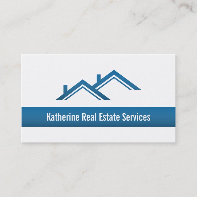 Modern Professional Blue Real Estate Realtor Business Card (Front)