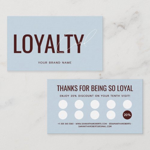 Modern professional blue red customer loyalty card