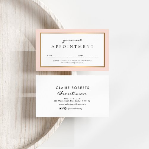 modern professional blush gold appointment card