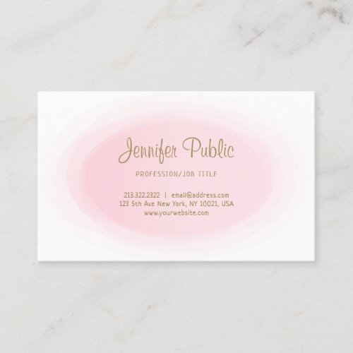 Modern Professional Blush Pink Gold Elegant Simple Business Card
