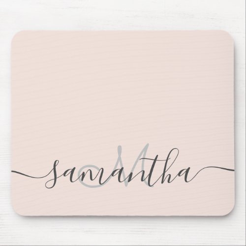 Modern professional blush pink monogram mouse pad