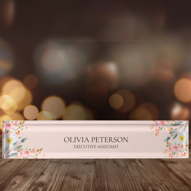 Modern Professional  Boho Blooms  Desk Name Plate (Creator Uploaded)