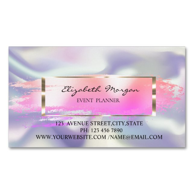 Modern Professional Brush Stroke,Frame Holographic Business Card Magnet (Front)