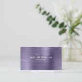 Modern Professional Brushed Metal Midnight Purple Business Card (Standing Front)