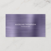 Modern Professional Brushed Metal Midnight Purple Business Card (Front)