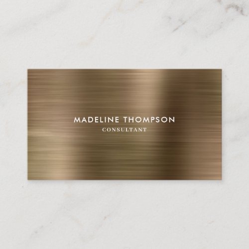 Modern Professional Brushed Metallic Gold Business Card