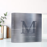 Modern Professional Brushed Metallic Gray Monogram 3 Ring Binder<br><div class="desc">Modern Professional Brushed Metallic Gray Monogram 3 ring binder</div>