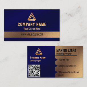 Modern Professional Brushed Metallic Royal Blue Business Card