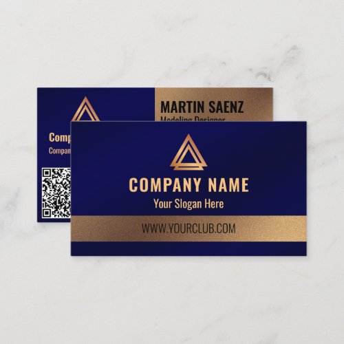 Modern Professional Brushed Metallic Royal Blue  Business Card