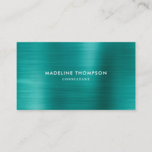 Modern Professional Brushed Metallic Teal Green Business Card