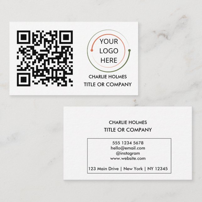 Modern Professional Business Card with QR Code  (Front/Back)
