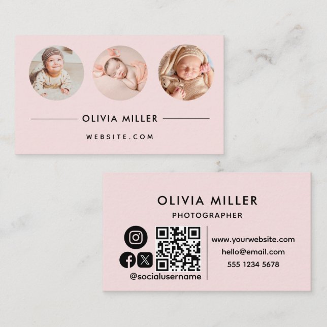 Modern Professional Business Card with QR Code (Front/Back)