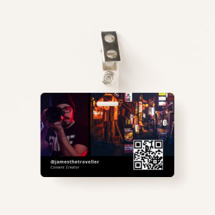 Modern Professional Business Card with QR Code ID Badge