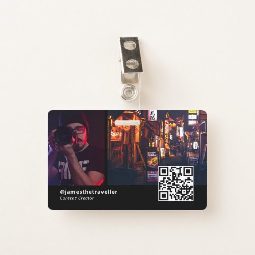 Modern Professional Business Card with QR Code ID Badge