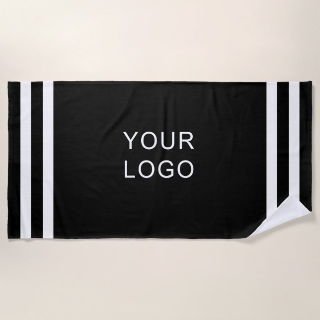 Modern Professional Business Logo Black Stripe    Beach Towel (Front)