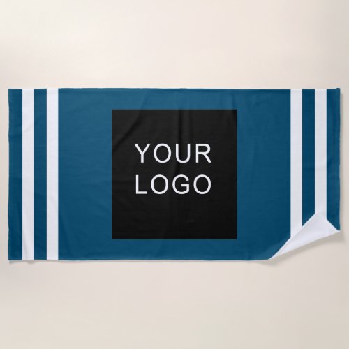 Modern Professional Business Logo Blue Stripe   Beach Towel