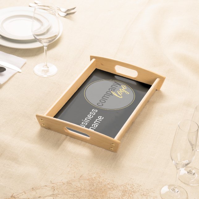 MODERN PROFESSIONAL BUSINESS LOGO COMPANY BLACK SERVING TRAY (Front)
