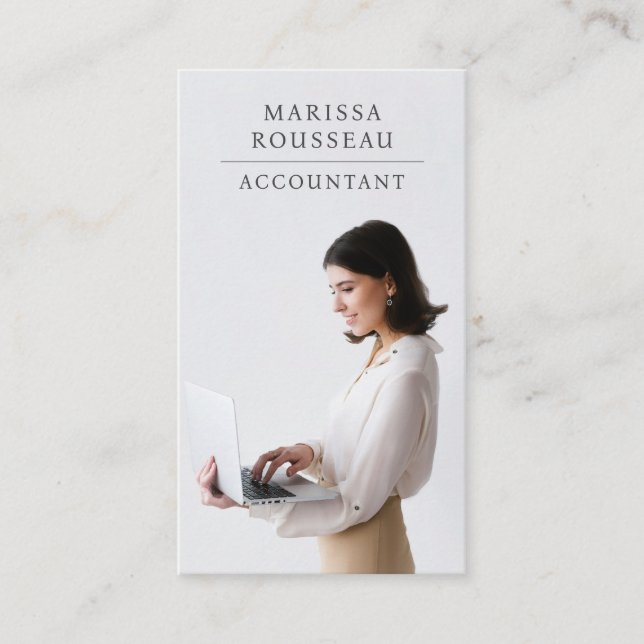 Modern Professional Business Photo Accountant Business Card (Front)