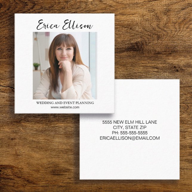 Modern Professional Business Photo Square Business Card (Square business card personalized with your photo and professional information)