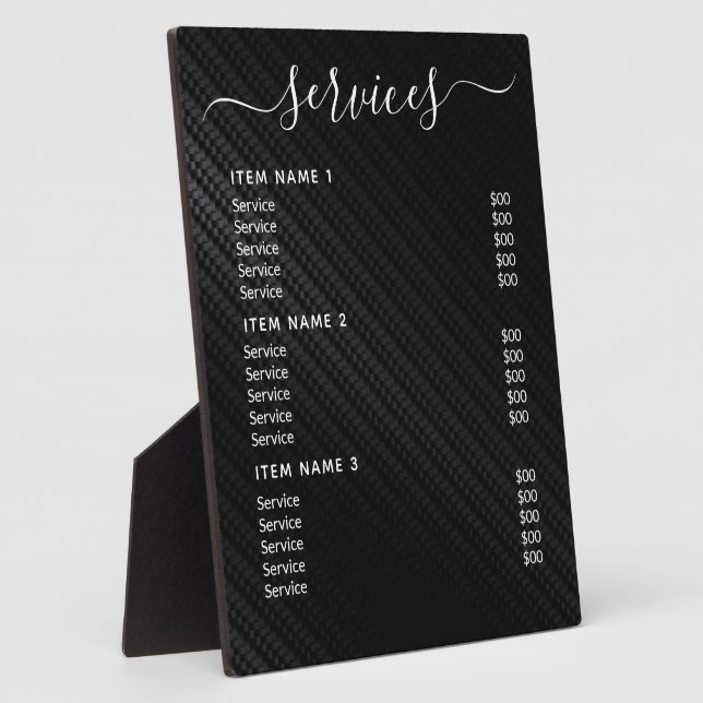 Modern Professional Business Price List  Plaque (Side)