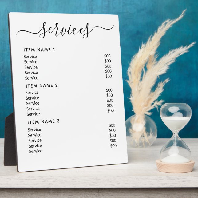 Modern Professional Business Price List  Plaque (Side)