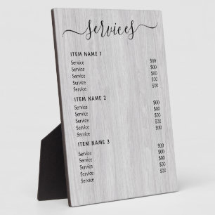 Modern Professional Business Price List  Plaque