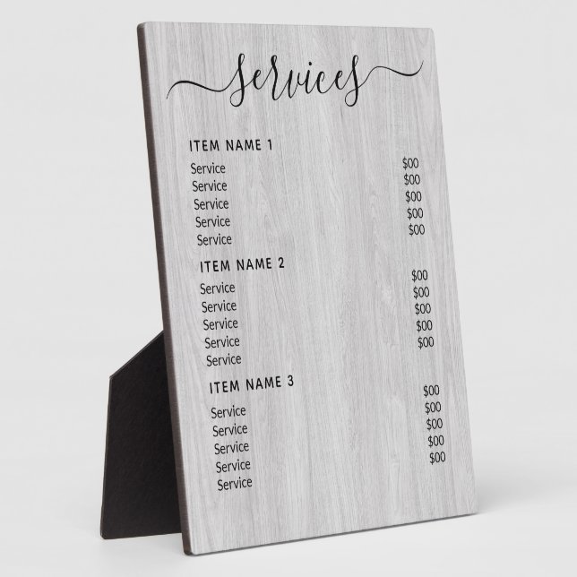 Modern Professional Business Price List  Plaque (Side)