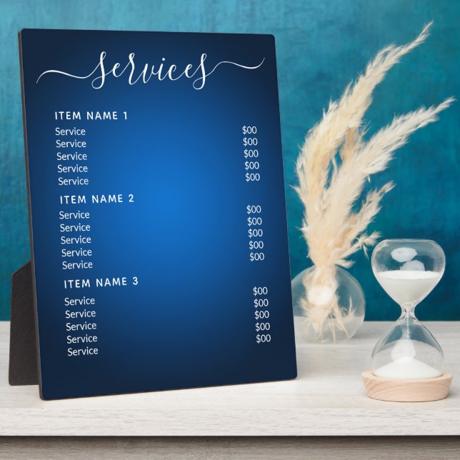 Modern Professional Business Price List  Plaque (Side)