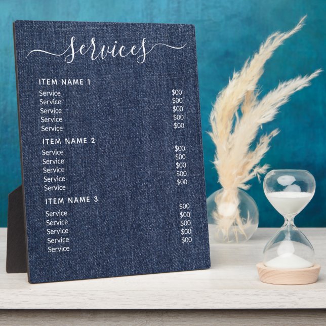 Modern Professional Business Price List  Plaque (Side)