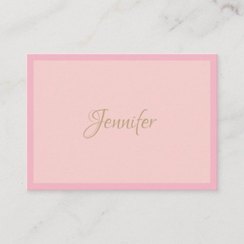 Modern Professional Calligraphed Elegant Pink Gold Business Card