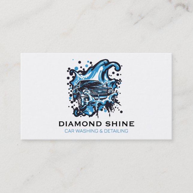 Modern Professional Car Detailing Washing Cleaning Business Card (Front)