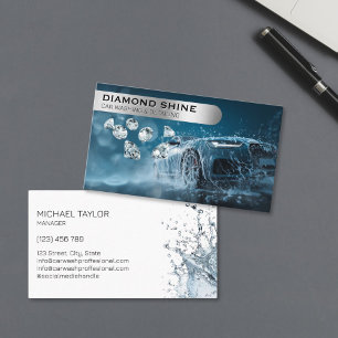 Modern Professional Car Detailing Washing Cleaning Business Card