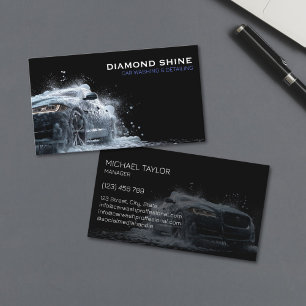 Modern Professional Car Detailing Washing Cleaning Business Card