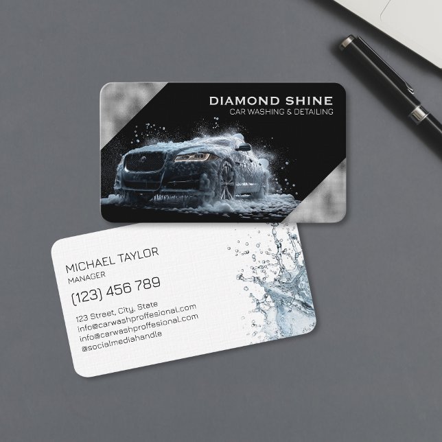 Modern Professional Car Detailing Washing Cleaning Business Card (Creator Uploaded)