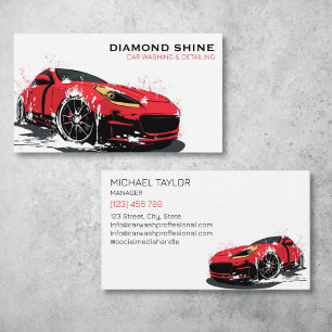 Modern Professional Car Detailing Washing Cleaning Business Card