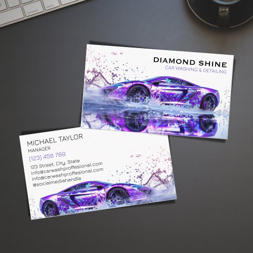 Modern Professional Car Detailing Washing Cleaning Business Card