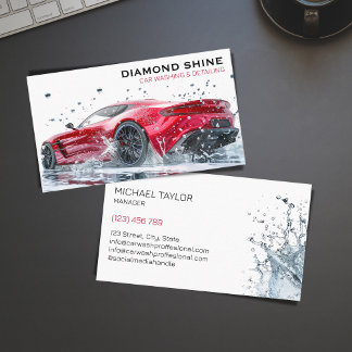 Modern Professional Car Detailing Washing Cleaning Business Card