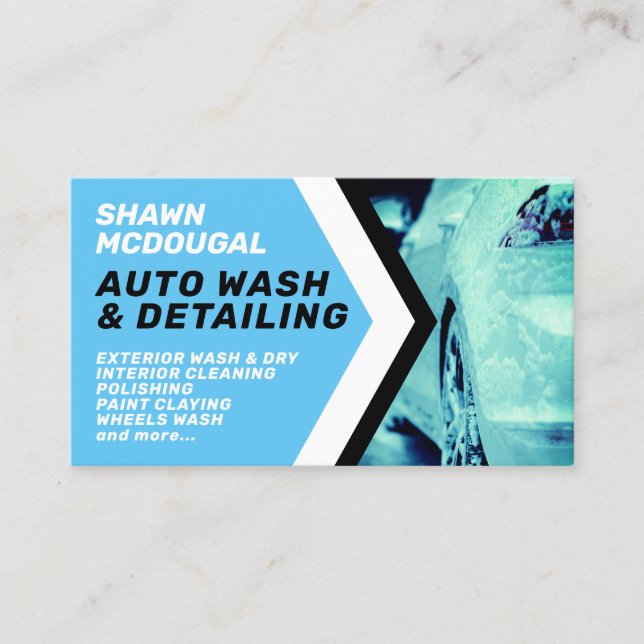Modern professional car wash inspired  business ca business card (Front)