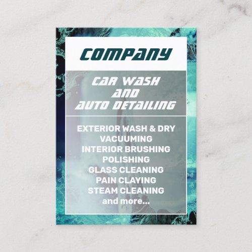 Modern professional car wash inspired  business ca business card