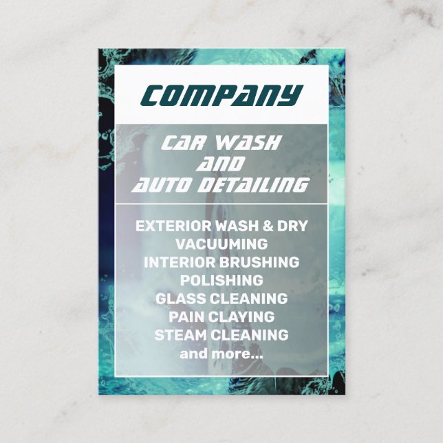 Modern professional car wash inspired  business ca business card (Front)