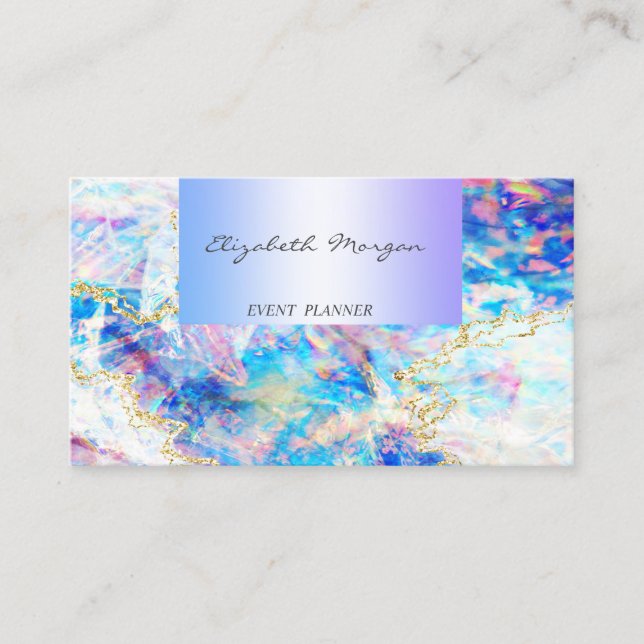 Modern Professional Charming Holographic Opal Business Card (Front)